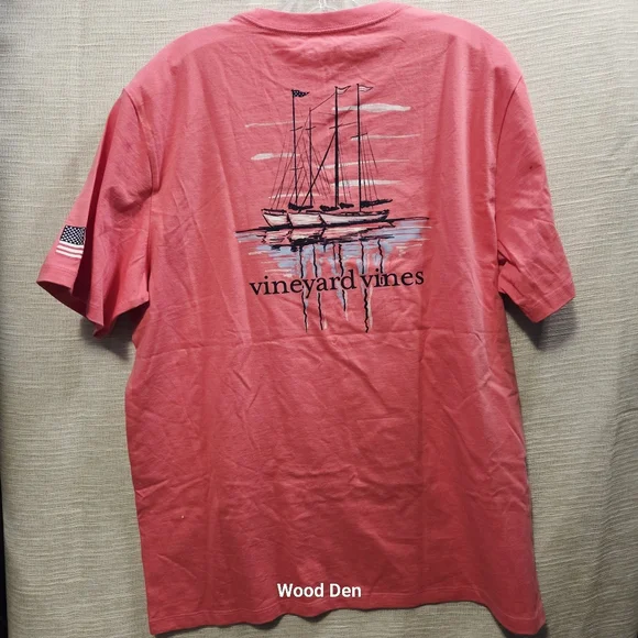 Vineyard Vines Men's Large sailboat coral  Short Sleeve Tee - Picture 6 of 8